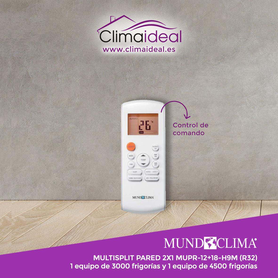 Multisplit Mundoclima 2x1 12+18-H11 (3000 + 4500 frigorías) - climaideal