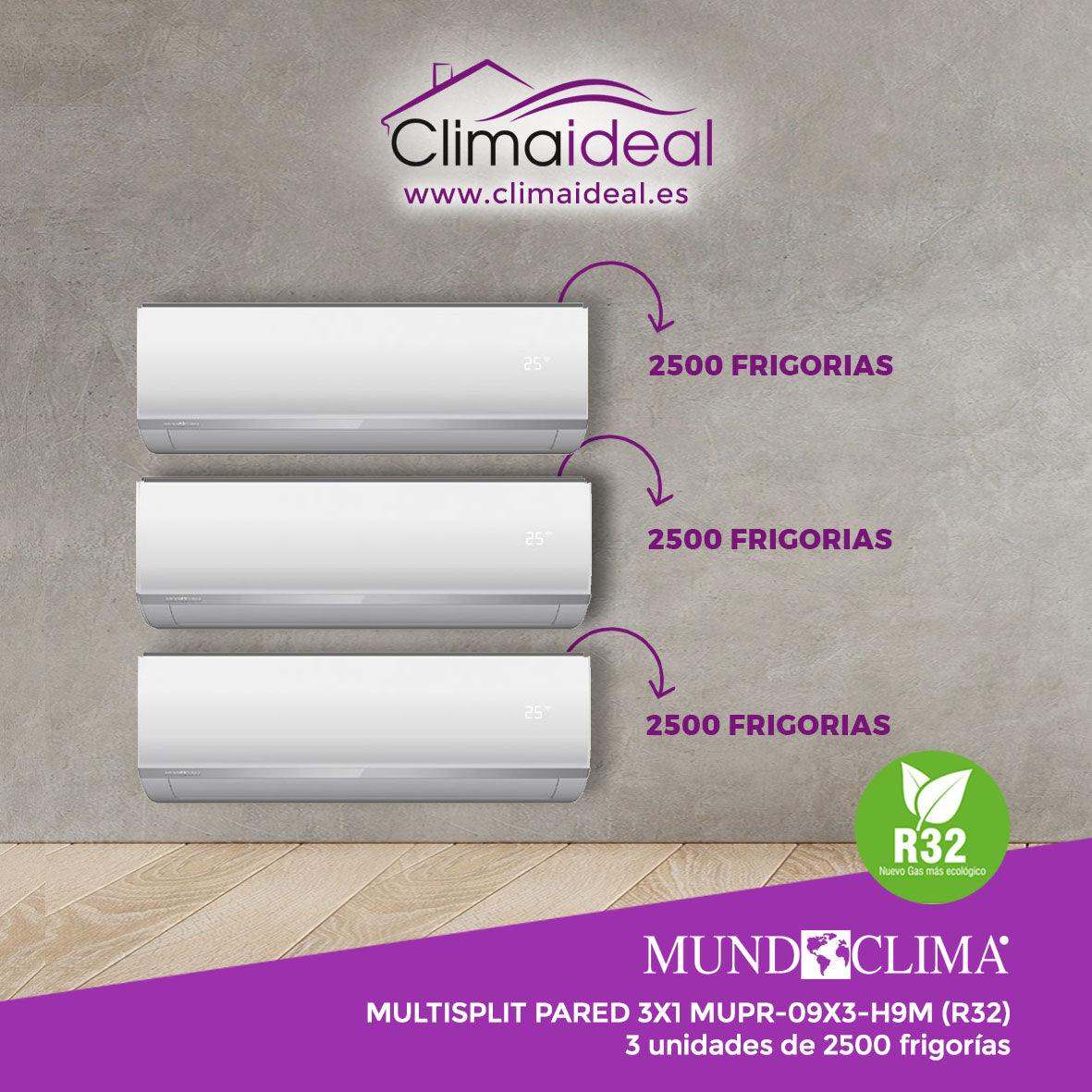 Multisplit Mundoclima 3x1 09X3-H11 (3 x 2500 frigorías) - climaideal