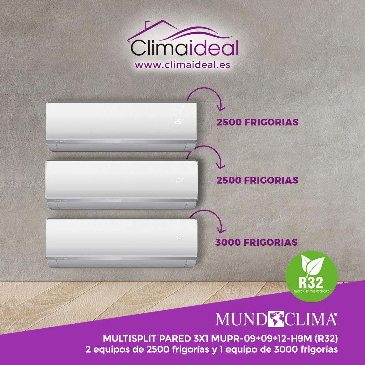 Multisplit Mundoclima 3x1 09+09+12-H11 (2 x 2500 + 3000 fri) - climaideal